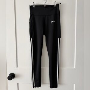 2 pair of Adidas Black and Gray Leggings with White Stripes 2 for $25